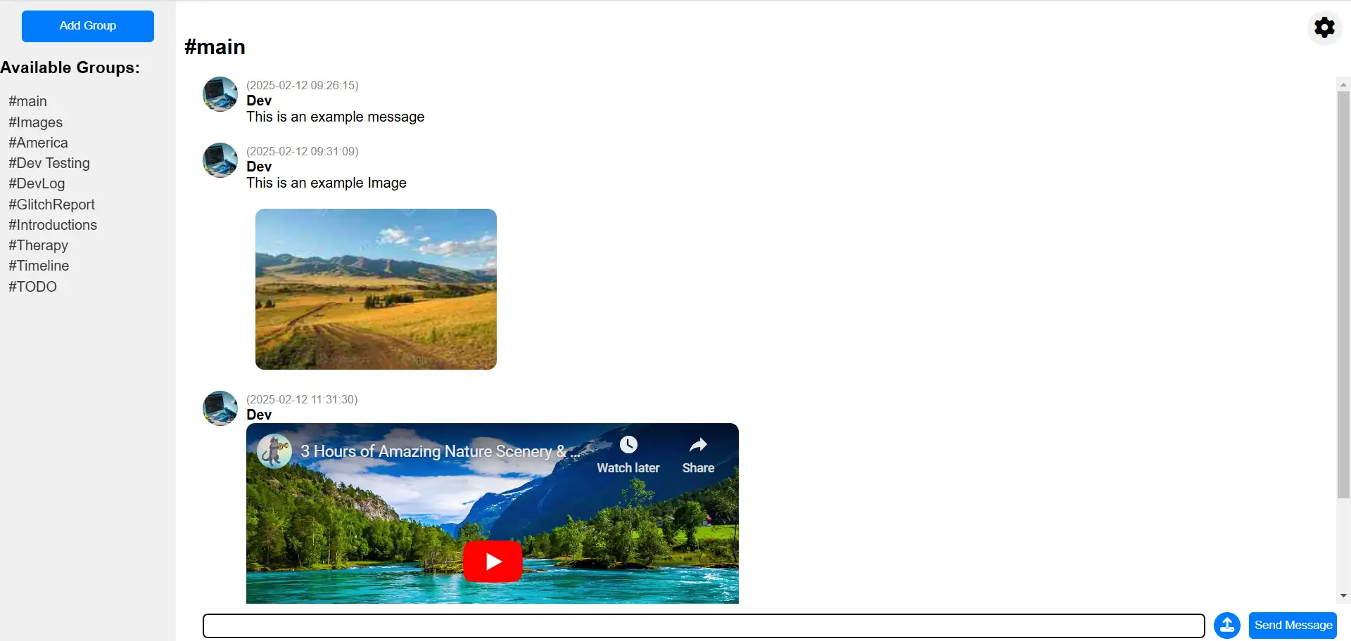 Messaging app project screenshot